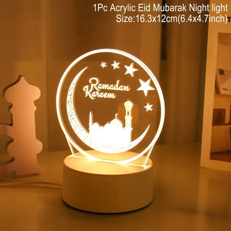 Lampe LED 3D Eid Mubarak,Ramadan