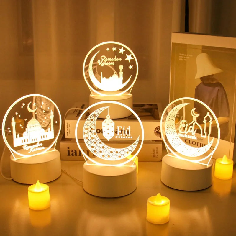 Lampe LED 3D Eid Mubarak,Ramadan