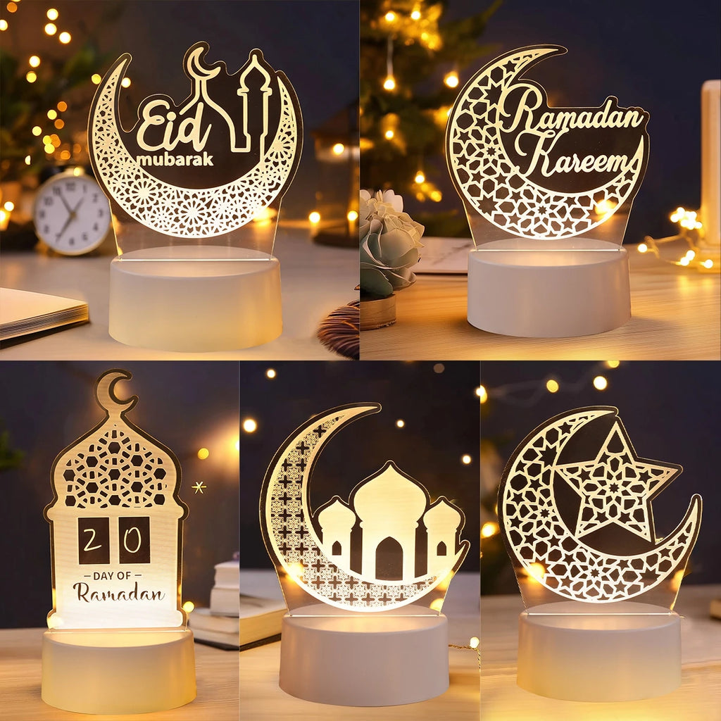 Lampe LED 3D Eid Mubarak,Ramadan