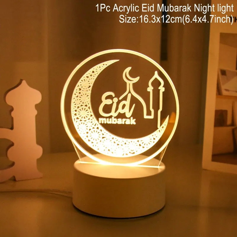 Lampe LED 3D Eid Mubarak,Ramadan