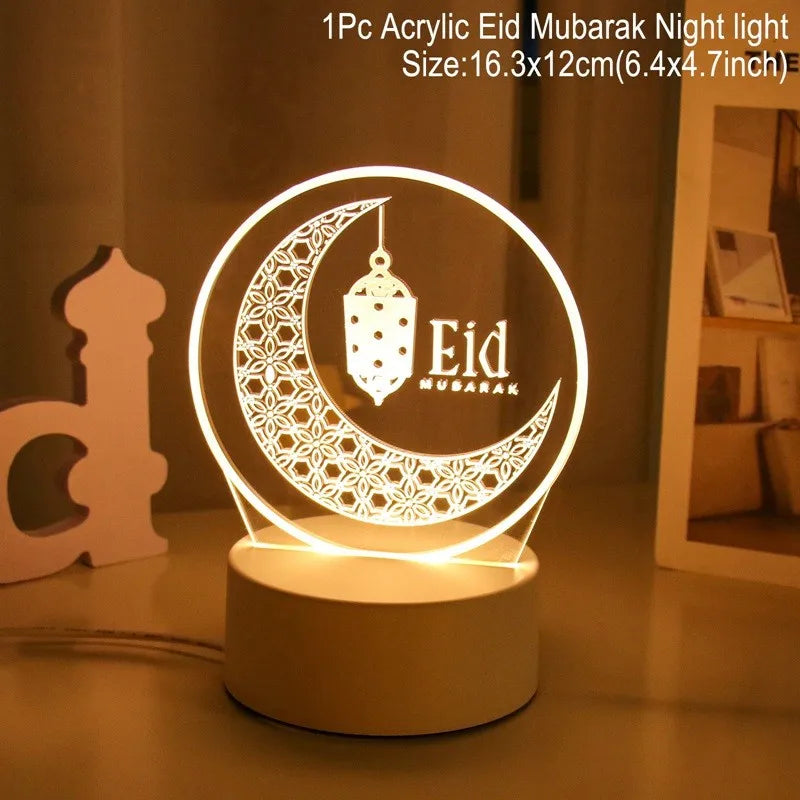 Lampe LED 3D Eid Mubarak,Ramadan