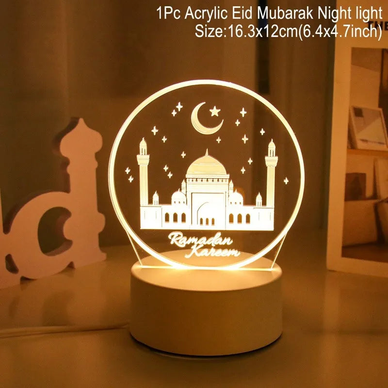Lampe LED 3D Eid Mubarak,Ramadan